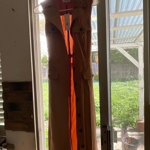 long tan jacket sleeveless